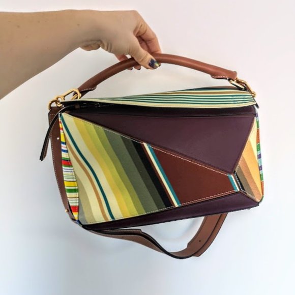 LOEWE Striped Medium Puzzle Bag - Picture 12 of 13